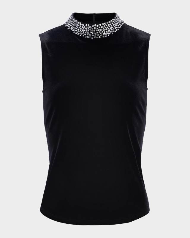 Madelyn Embellished Mock-Neck Top